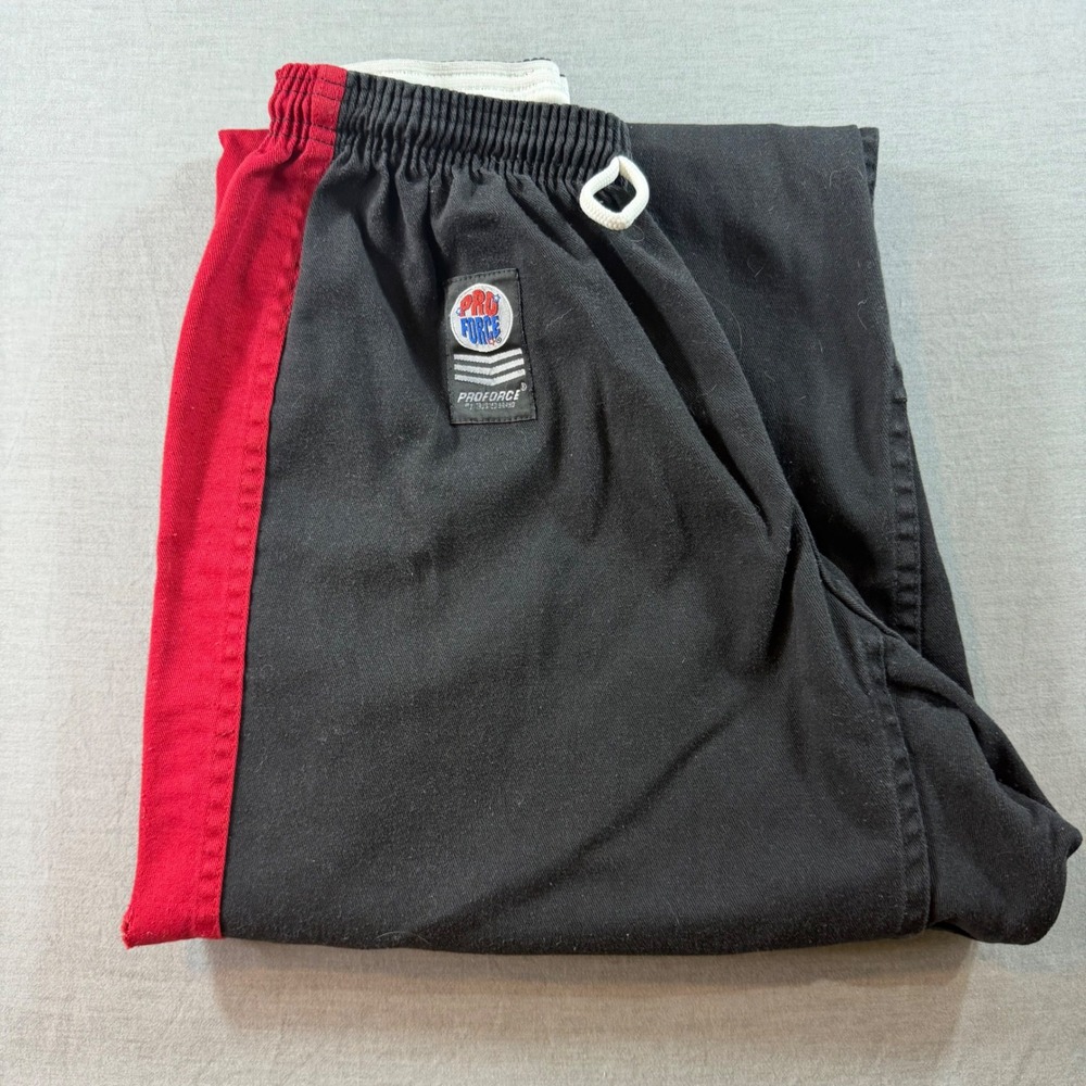 ProForce Martial Arts Pants Unisex Size 5 Black Red  Karate Training Gear Baggy